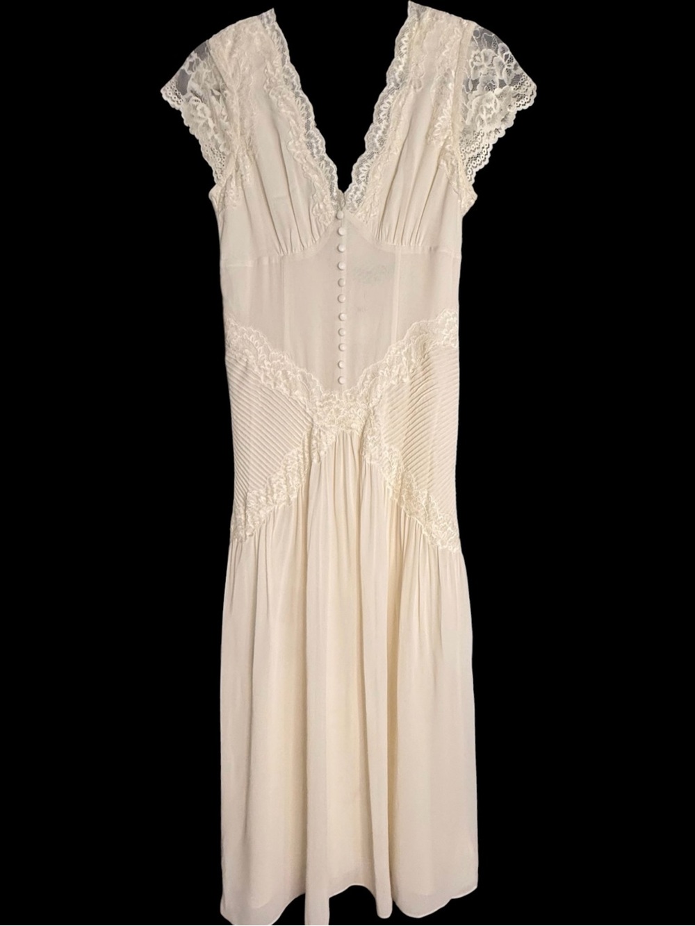 Few Moda o.p.t. Vaiana Dress Lace-Trim Cream Midi NWT